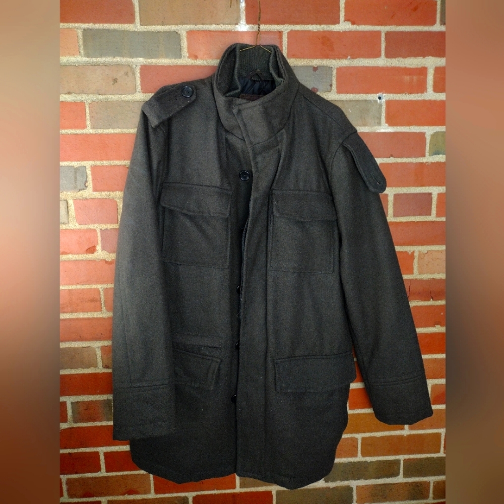 Tasso Elba Brown Wool Blend Full Zip Jacket Sz M